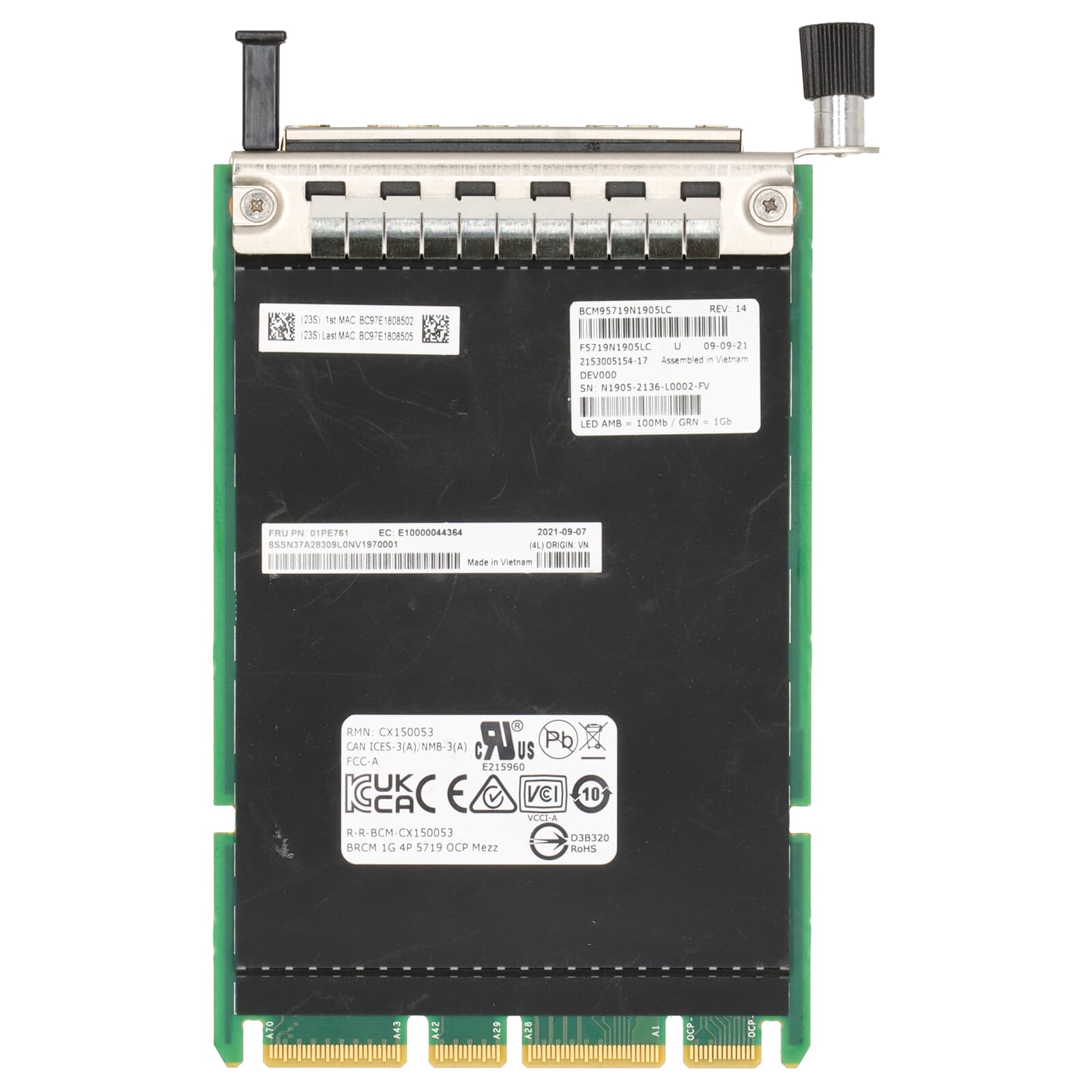 LENOVO 4XC7A08235 THINKSYSTEM BROADCOM 5719 1GBE RJ45 4-PORT OCP ETHERNET ADAPTER - 5