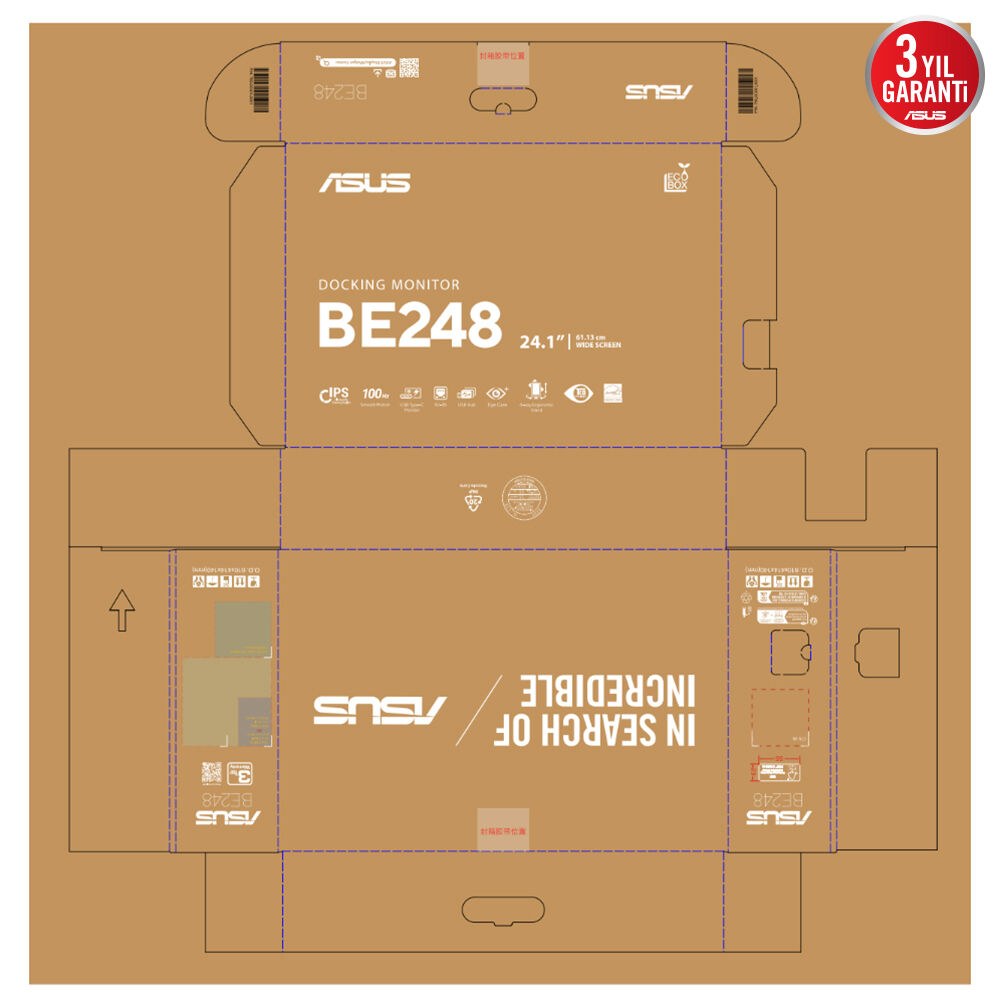 ASUS KURUMSAL BE248CFN 24.1 IPS 1920x1200 5ms 100Hz 350cd HDMI VGA USB Hoparlör VESA 3YIL DAISY CHAIN FLICKER-FREE ÇERÇEVESİZ DÜŞÜK MAVİ IŞIK PİVOT PD 96W MONİTÖR - 3