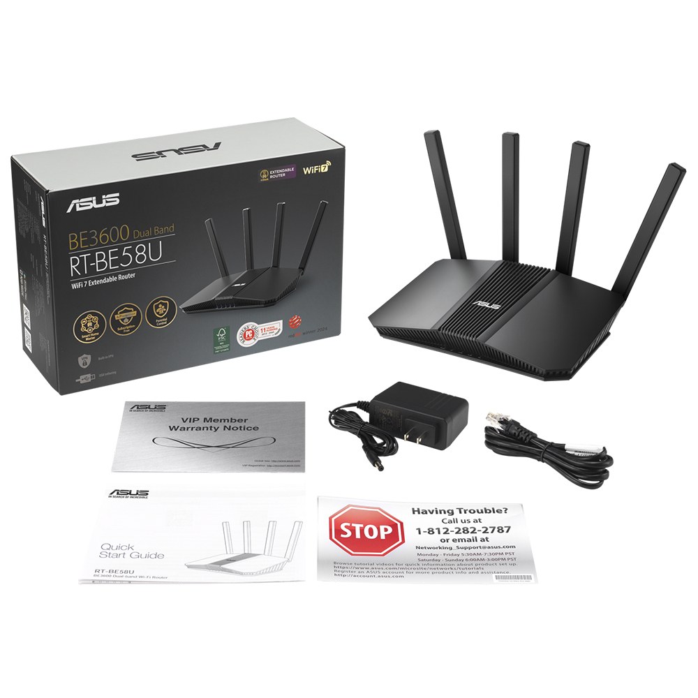 ASUS RT-BE58U WIFI7 BE3600 WIFI7 DUAL-BAND GIGABIT EXTENDABLE ROUTER