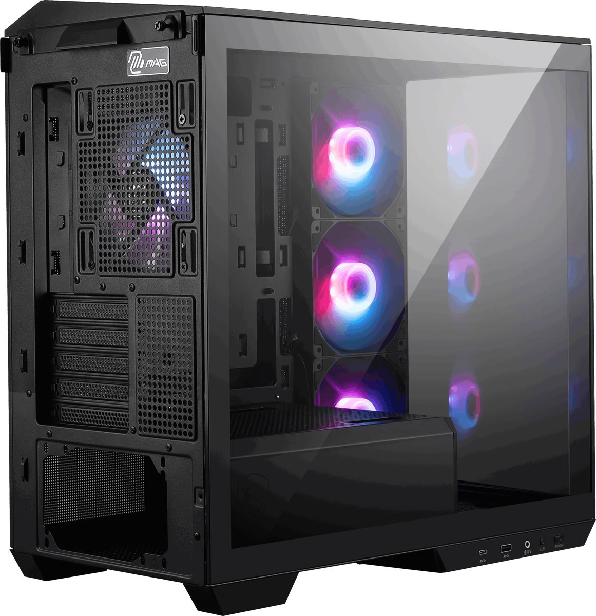 MSI MAG PANO M100R PZ Temperli Cam 3x120mm 1x120mm ARGB Fan 650W Bronz mATX Panoramik Bilgisayar Kasası