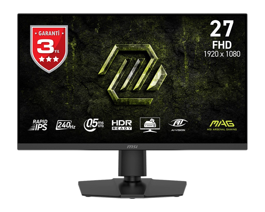 MSI 27 MAG 272PF X24 1920x1080 (FHD) 16:9 FLAT RAPID IPS 240Hz 0.5MS (GTG) ADAPTIVE-SYNC PIVOT SIYAH GAMING MONITOR - 2
