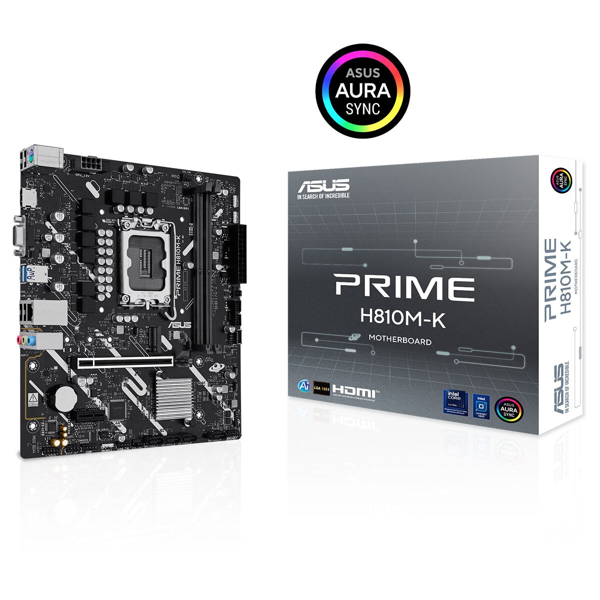 ASUS PRIME H810M-K INTEL H810 LGA1851 DDR5 6400 HDMI VGA M2 USB3.2 AURA RGB MATX 6+1+1+1 GÜÇ AŞAMALARI 1 X USB 5GBPS USB TYPE-C BAŞLIĞI READY FOR ADVANCED AI PC