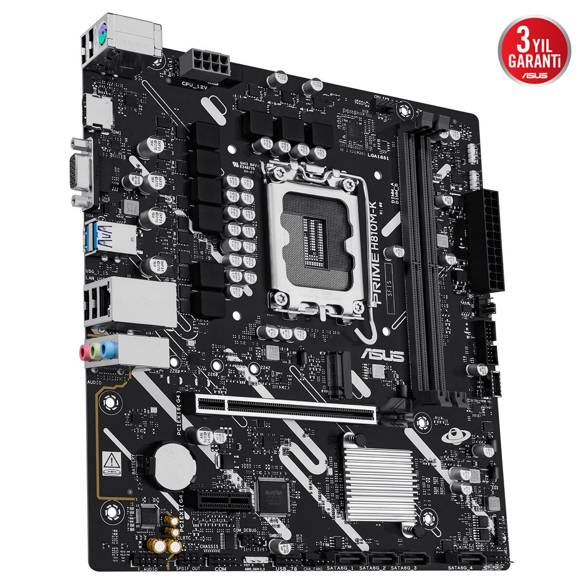 ASUS PRIME H810M-K INTEL H810 LGA1851 DDR5 6400 HDMI VGA M2 USB3.2 AURA RGB MATX 6+1+1+1 GÜÇ AŞAMALARI 1 X USB 5GBPS USB TYPE-C BAŞLIĞI READY FOR ADVANCED AI PC - 3