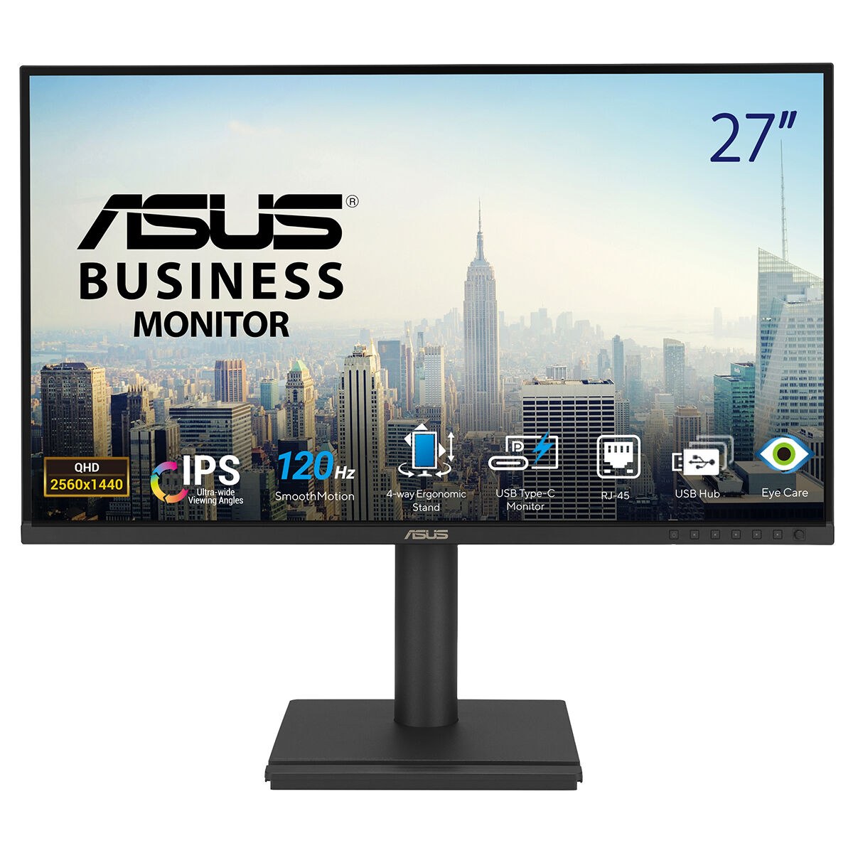 ASUS KURUMSAL BE27ACGN 27 IPS 2560x1440 5ms 120Hz 350cd DP HDMI USB-C RJ45 Hoparlör VESA 3YIL DÜŞÜK MAVİ IŞIK EYE CARE PİVOT DOCKING MONİTÖR