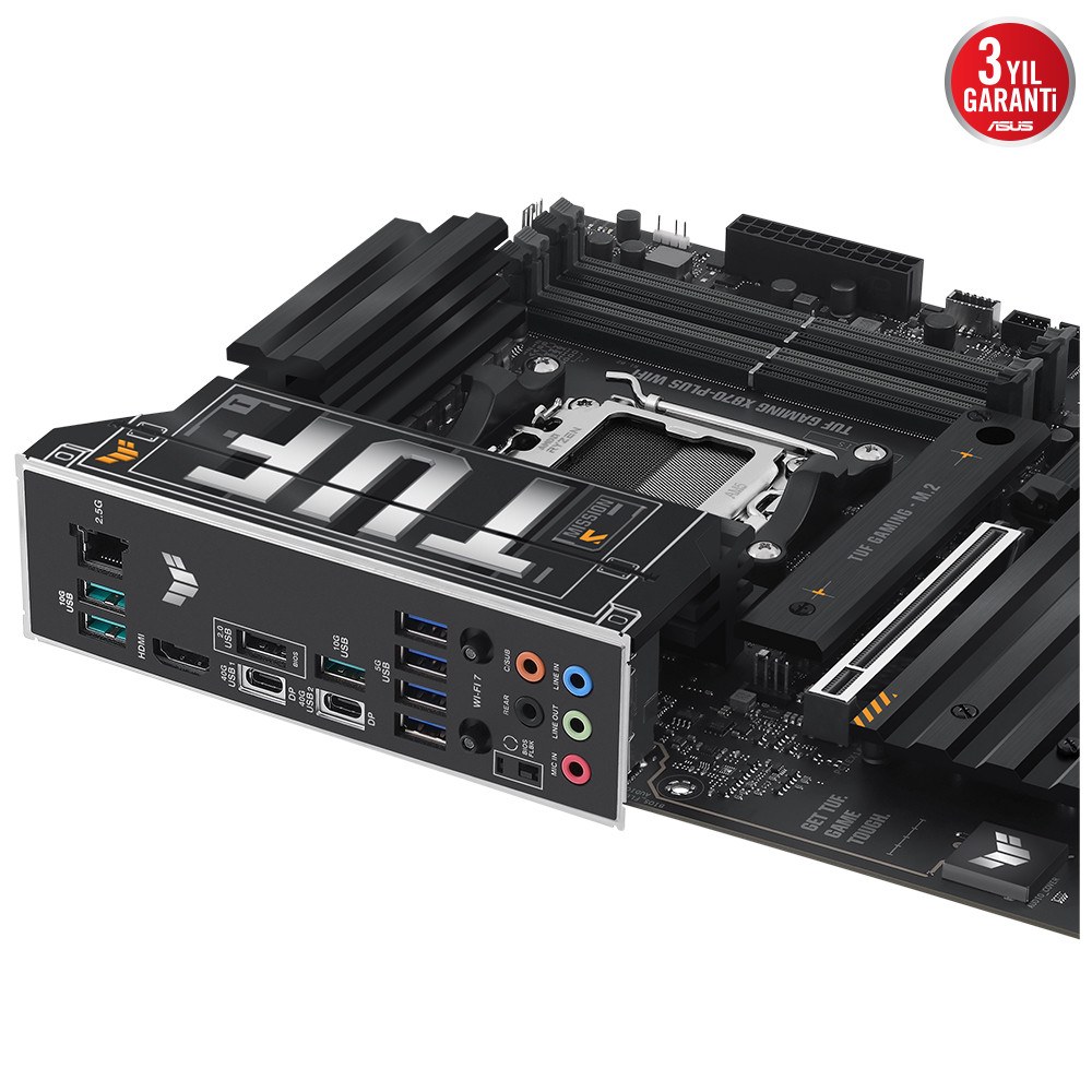 ASUS TUF GAMING X870-PRO WIFI7 W NEO AMD X870 AM5 DDR5 9600 HDMI 2xUSB4 4x M2 USB3.2 WiFi 7 + BT AURA RGB 5GBİT LAN ATX 16+2+1(80A) GÜÇ AŞAMALARI ÇİFT USB4, 4 x M.2 SLOTS - 2