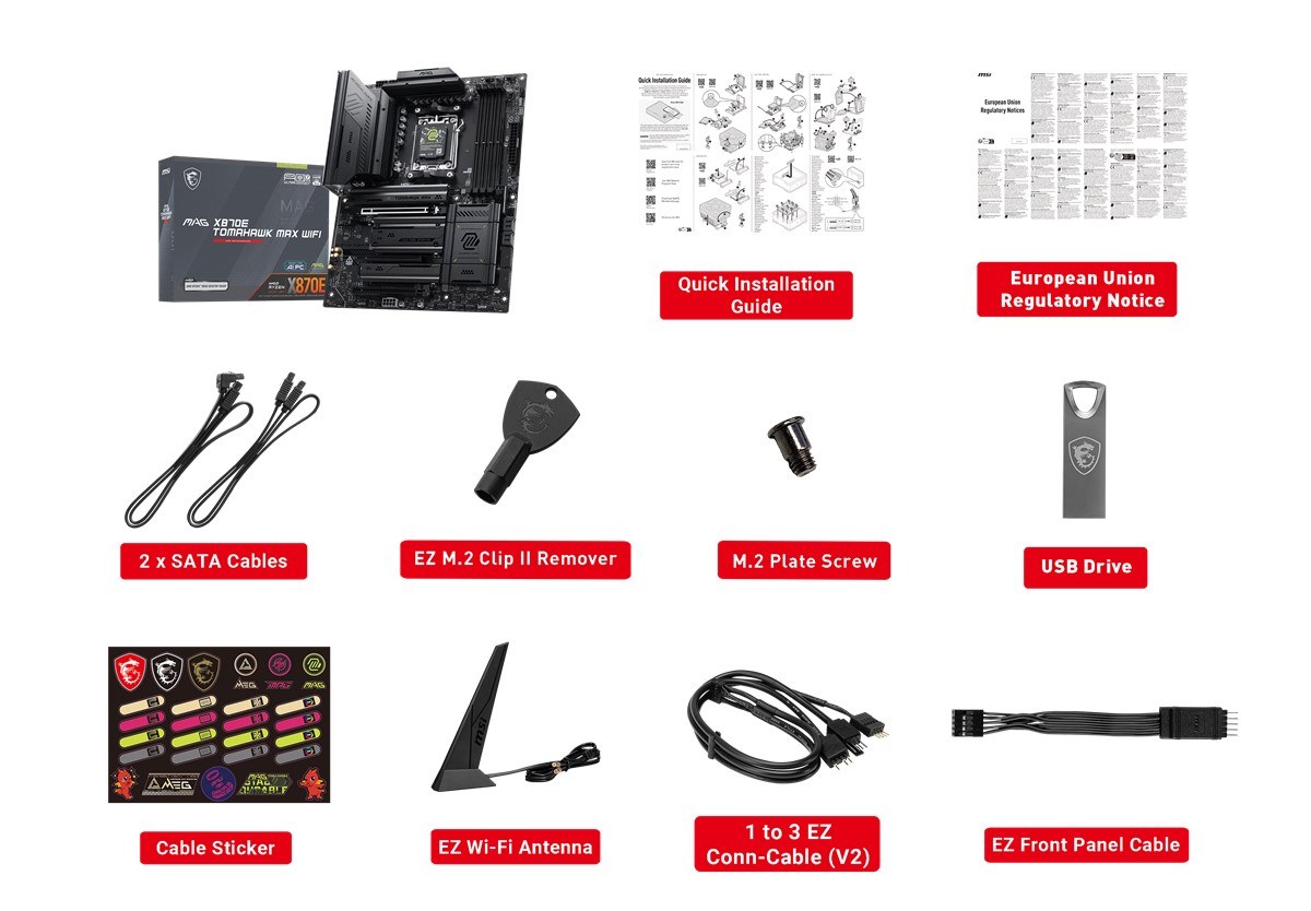 MSI MB MAG X870E TOMAHAWK MAX WIFI AM5 DDR5 8400MHZ(OC) USB4 4x M.2 HDMI 2x Type-C DP 5G LAN WIFI 7 RGB ATX - 6