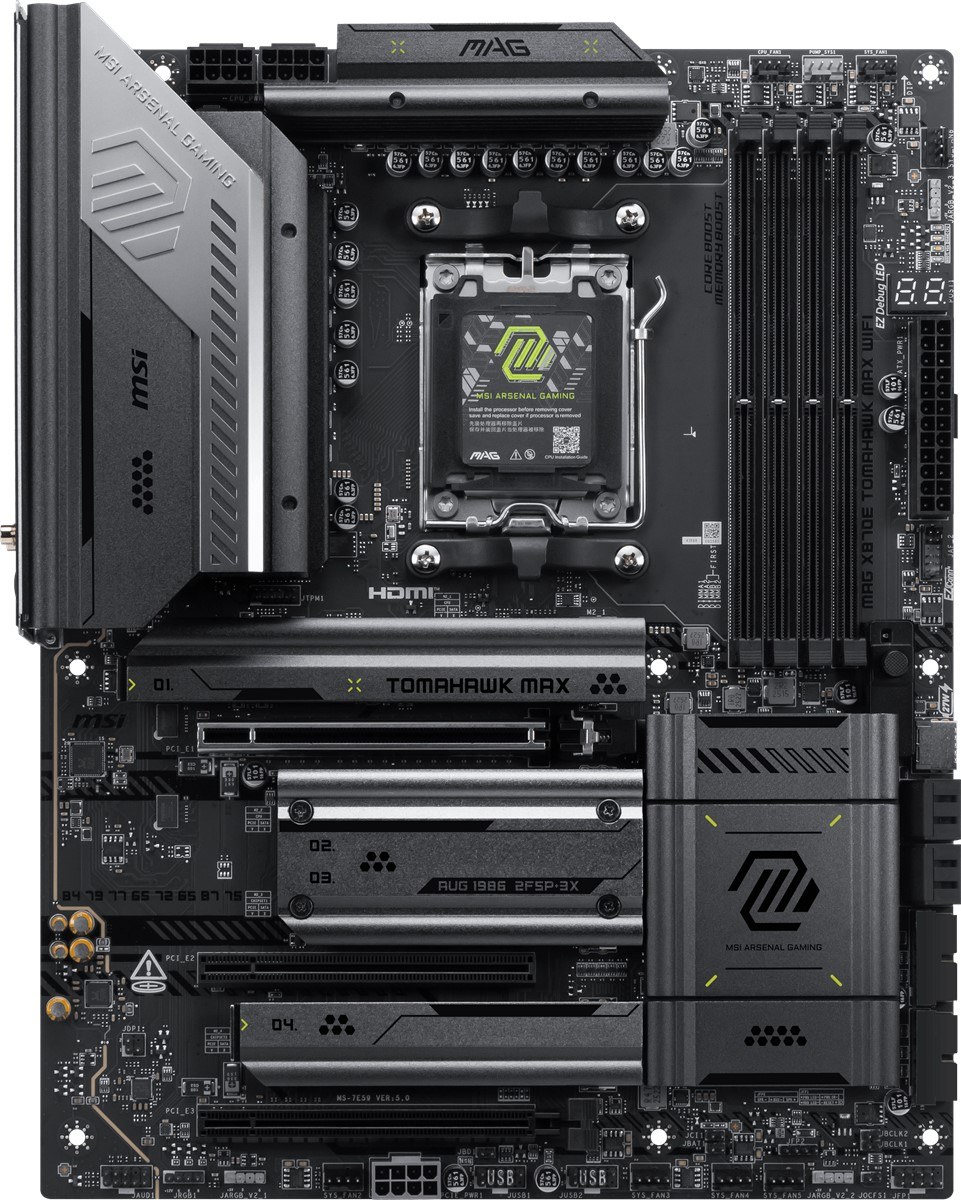 MSI MB MAG X870E TOMAHAWK MAX WIFI AM5 DDR5 8400MHZ(OC) USB4 4x M.2 HDMI 2x Type-C DP 5G LAN WIFI 7 RGB ATX - 2
