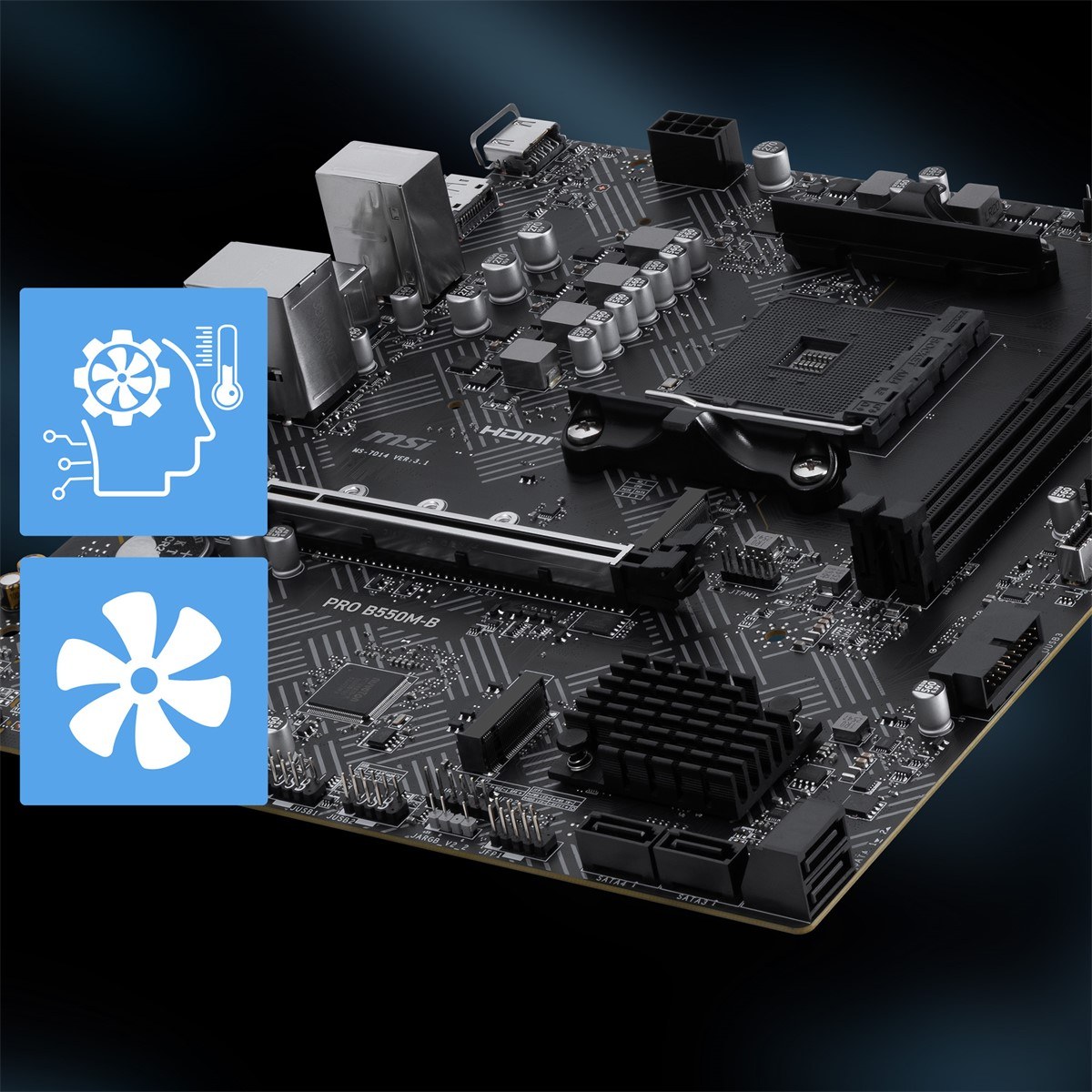 MSI MB PRO B550M-B AM4 DDR4 4600(OC) HDMI DP 2x M.2 USB 5Gbps mATX - 4