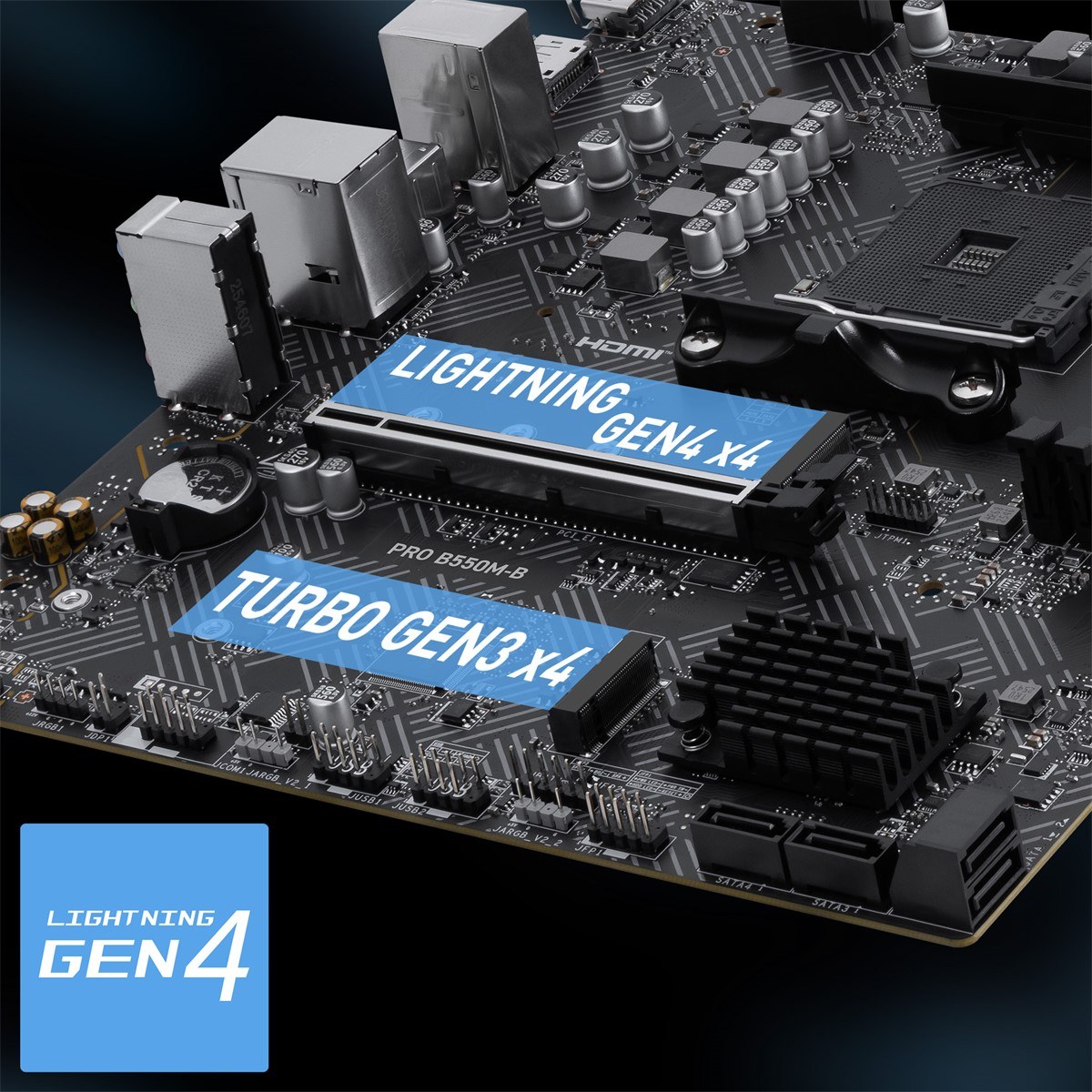 MSI MB PRO B550M-B AM4 DDR4 4600(OC) HDMI DP 2x M.2 USB 5Gbps mATX - 3