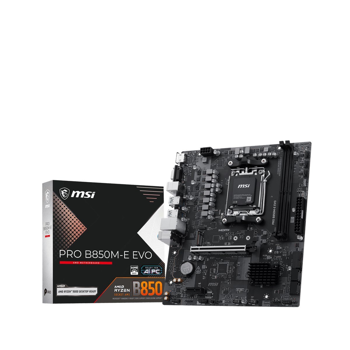 MSI MB PRO B850M-E EVO AM5 DDR5 8200MHZ(OC) HDMI VGA M.2 USB 5Gbs 2.5G LAN mATX - 7