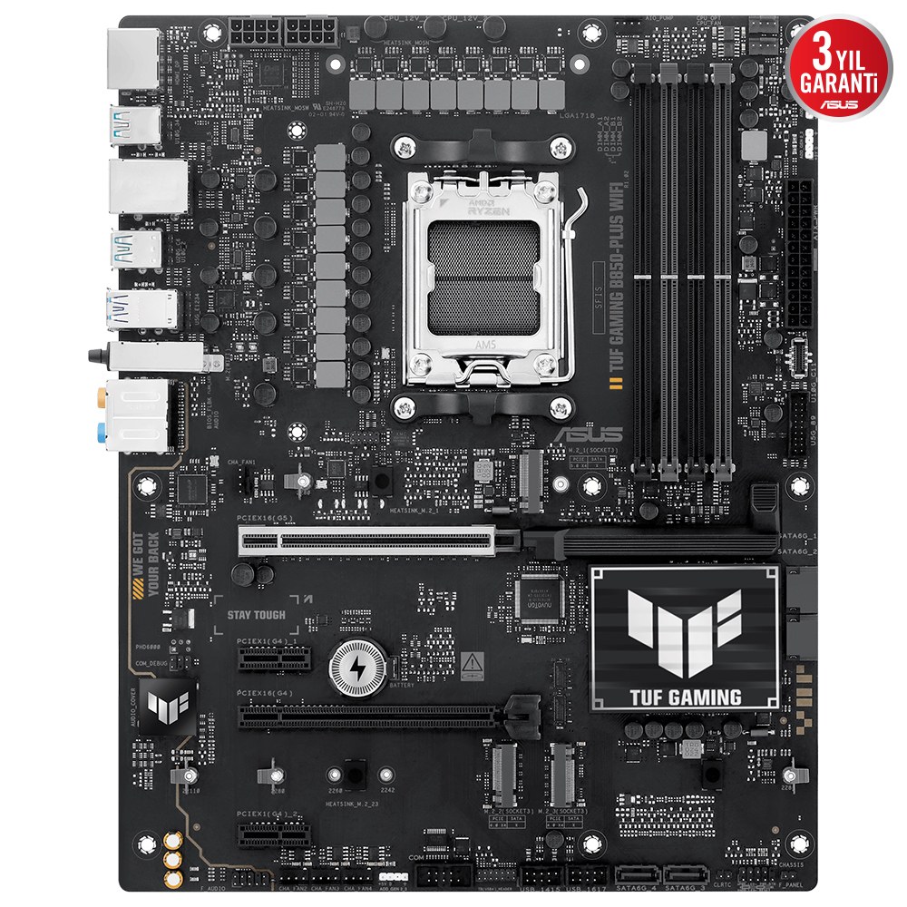 ASUS TUF GAMING B850-PRO WIFI7 W NEO AMD B850 AM5 DDR5 9000 DP HDMI 3x M2 USB3.2 GEN 2x2 WIFI 7 + BT AURA RGB 2.5GBIT LAN ATX 14+2+1 GÜÇ AŞAMALARI 1xGEN5 M.2 READY FOR ADVANCED AI PC - 8