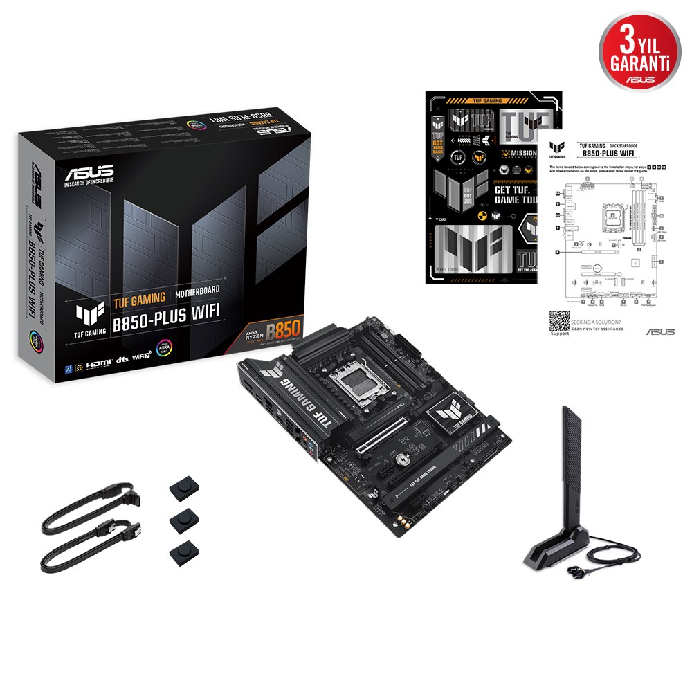ASUS TUF GAMING B850-PRO WIFI7 W NEO AMD B850 AM5 DDR5 9000 DP HDMI 3x M2 USB3.2 GEN 2x2 WIFI 7 + BT AURA RGB 2.5GBIT LAN ATX 14+2+1 GÜÇ AŞAMALARI 1xGEN5 M.2 READY FOR ADVANCED AI PC - 5