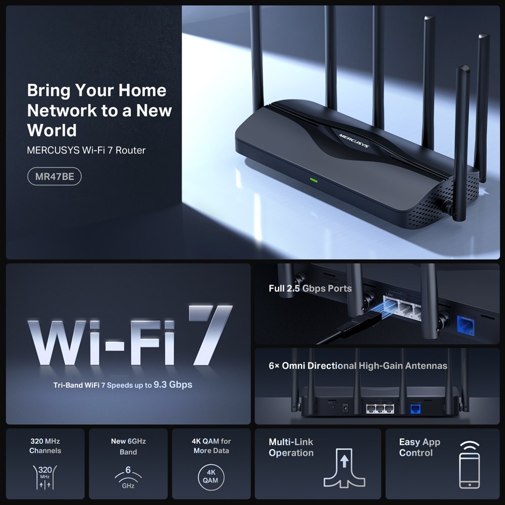 TP-LINK MERCUSYS MR47BE BE9300 TRI BAND WIFI 7 ROUTER - 3