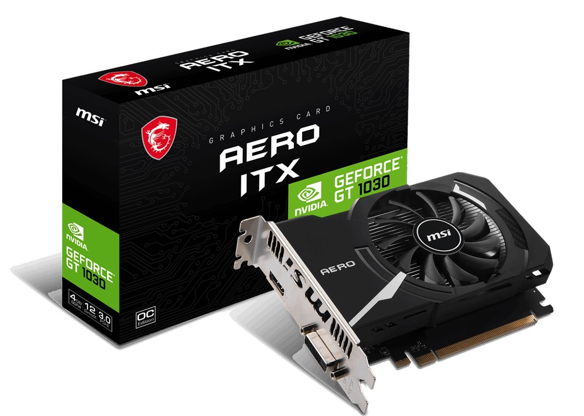 MSI VGA GEFORCE GT 1030 AERO ITX 4GD4 OC GT1030 4GB GDDR4 64B DX12 PCIE 3.0 X16 (1XHDMI 1XDVI) - 4