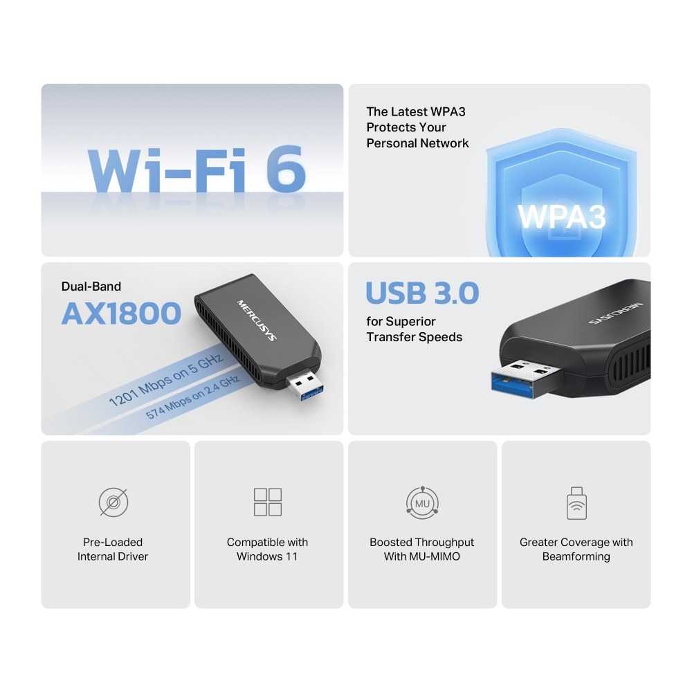 TP-LINK MERCUSYS MA70XM AX1800 WIFI6 USB ADAPTOR - 4