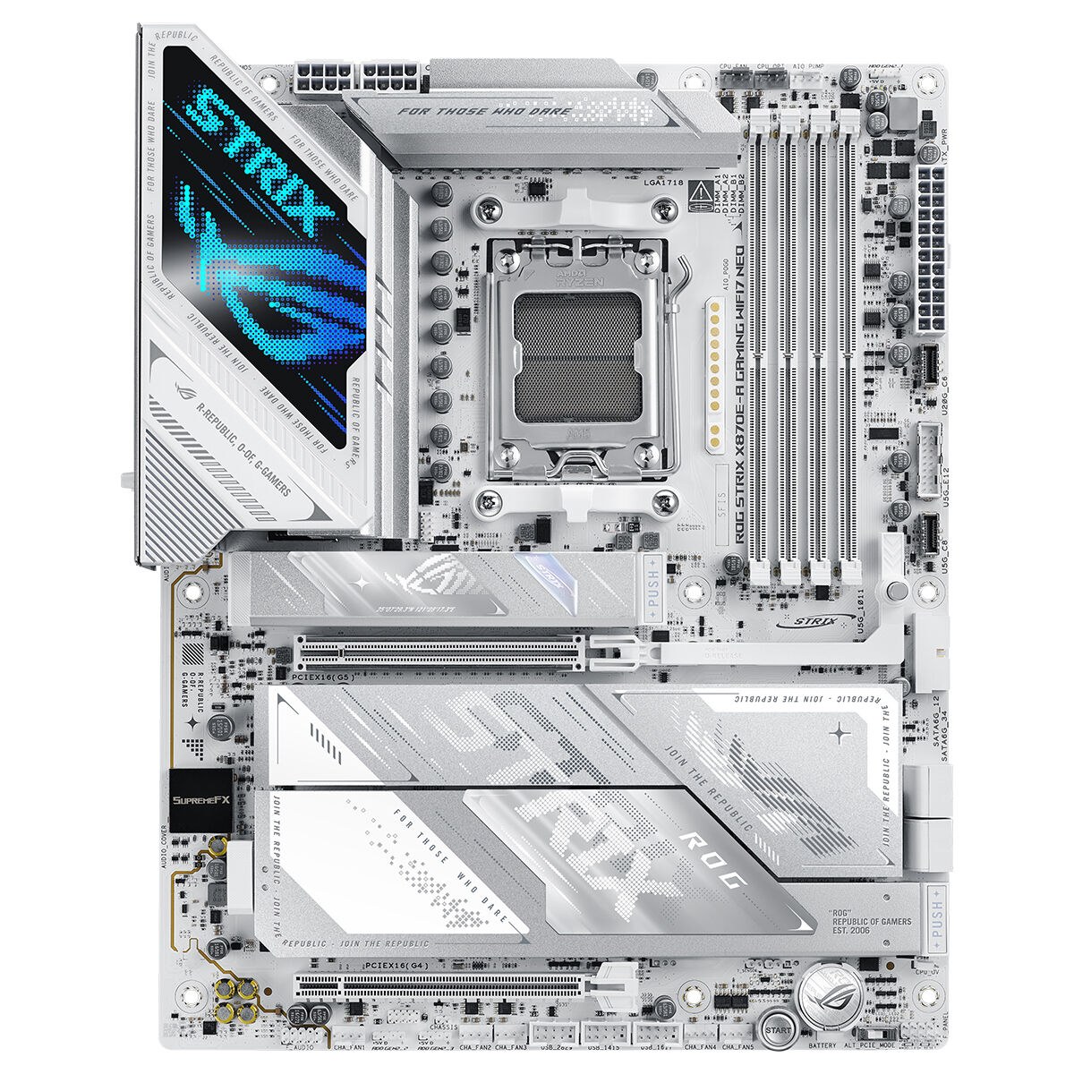 ASUS ROG STRIX X870E-A GAMING WIFI7 NEO AMD X870 AM5 DDR5 9600 HDMI 2xUSB4 4x M2 USB3.2 WiFi 7 + BT AURA RGB 5Gbit LAN ATX 16+2+2 Güç Aşamaları, Çift USB4, 4xM.2 slot, ASUS AIO Q-CONNECTOR, Beyaz - 7