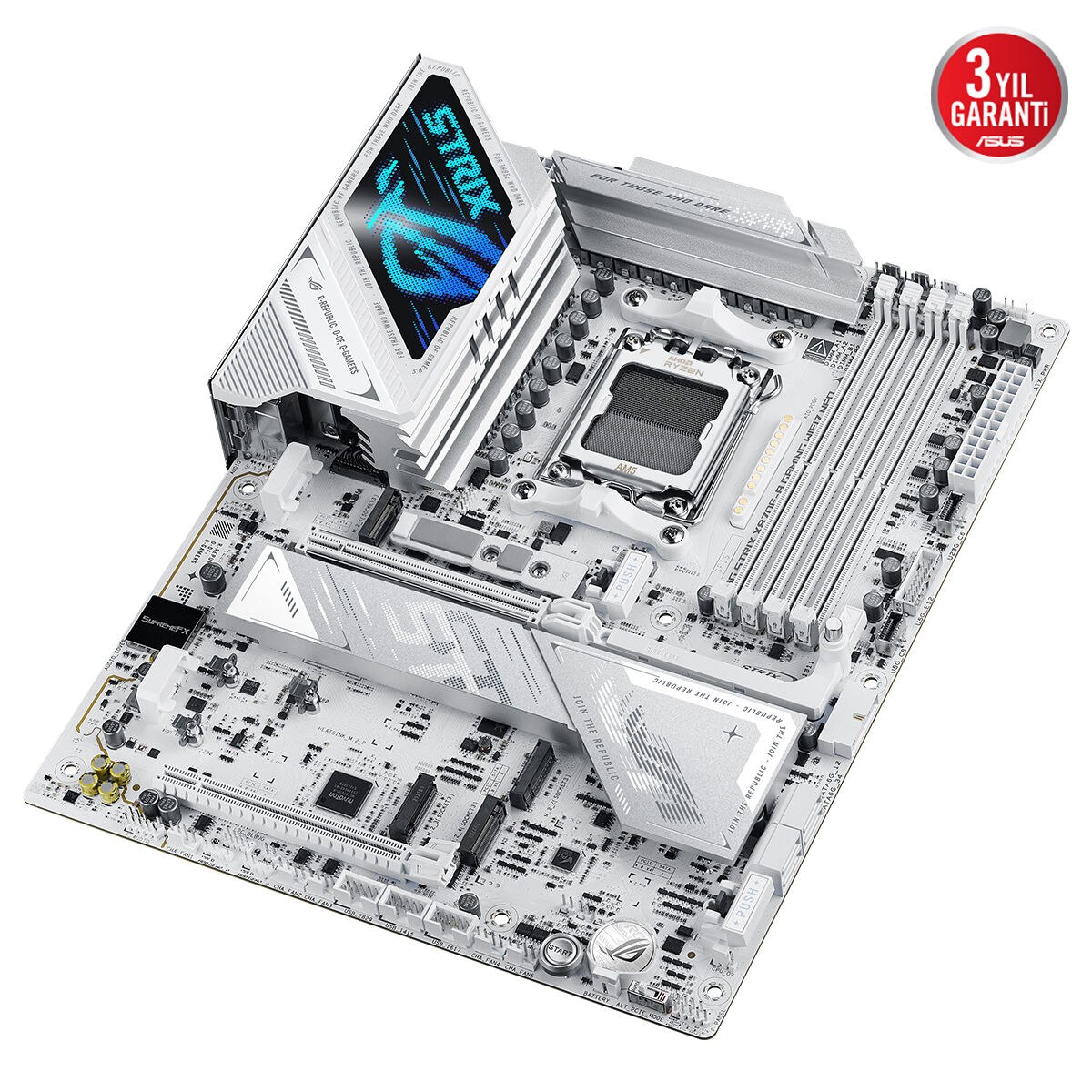 ASUS ROG STRIX X870E-A GAMING WIFI7 NEO AMD X870 AM5 DDR5 9600 HDMI 2xUSB4 4x M2 USB3.2 WiFi 7 + BT AURA RGB 5Gbit LAN ATX 16+2+2 Güç Aşamaları, Çift USB4, 4xM.2 slot, ASUS AIO Q-CONNECTOR, Beyaz - 4