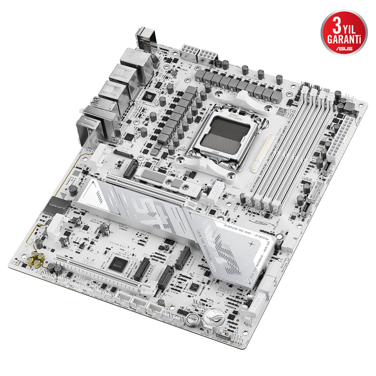 ASUS ROG STRIX X870E-A GAMING WIFI7 NEO AMD X870 AM5 DDR5 9600 HDMI 2xUSB4 4x M2 USB3.2 WiFi 7 + BT AURA RGB 5Gbit LAN ATX 16+2+2 Güç Aşamaları, Çift USB4, 4xM.2 slot, ASUS AIO Q-CONNECTOR, Beyaz - 6