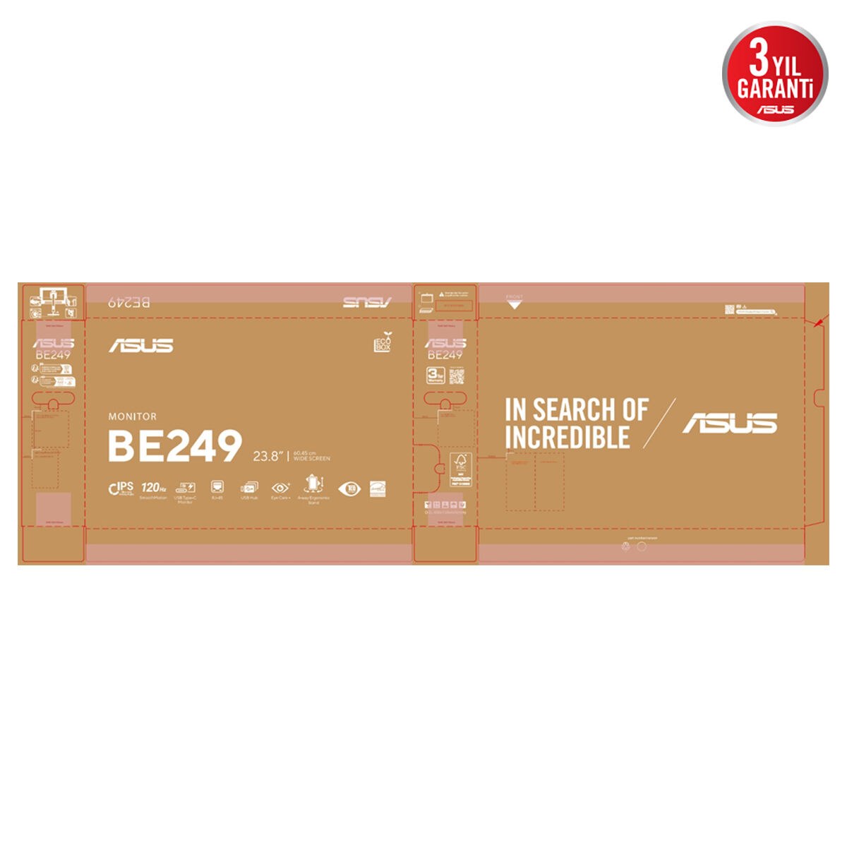 ASUS KURUMSAL BE249CGN 23.8 IPS 1920x1080 5ms 120Hz 350cd DP HDMI USB-C RJ45 Hoparlör VESA 3YIL DAISY CHAIN FLICKER-FREE ÇERÇEVESİZ DÜŞÜK MAVİ IŞIK PİVOT DOCKING MONİTÖR - 5