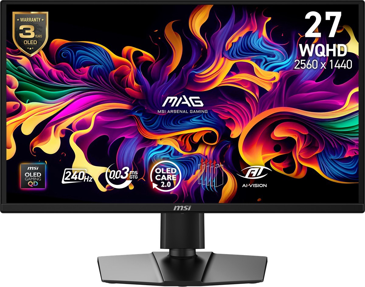 MSI 26.5 MAG 272QP QD-OLED X24 2560x1440 (WQHD) 16:9 FLAT QD-OLED 240HZ 0.03MS (GtG) FREESYNC PREMIUM PIVOT GAMING MONITOR - 2