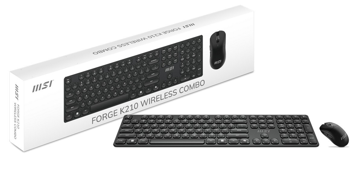 MSI GG FORGE K210 W COMBO TR 2.4GHz WIRELESS, Li-ion Batarya. Mouse; Optical Sensor, MAX 1600 DPI - 8