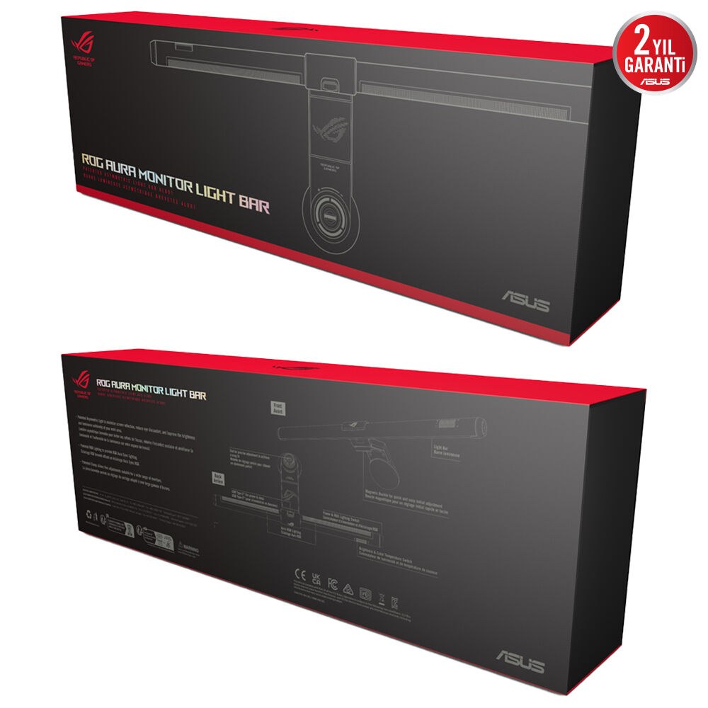 ASUS ROG Aura Monitör Işık Çubuğu ALB01 - ASİMETRİK IŞIK ÇUBUĞU, ÜÇ FARKLI MODU, PATENTLİ MANDAL, MANYETİK TOKA TASARIMI, AURA SYNC UYUMLULUĞU VE DISPLAYWIDGET CENTER YAZILIMI - 6