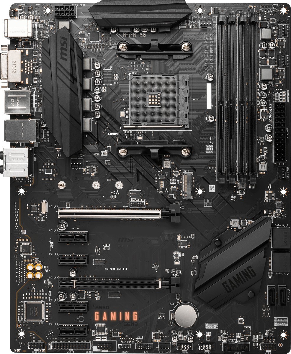 MSI MB B550 GAMING AM4 DDR4 4800(OC) HDMI DP 2x M.2 USB 10Gbps 1G LAN ATX - 2