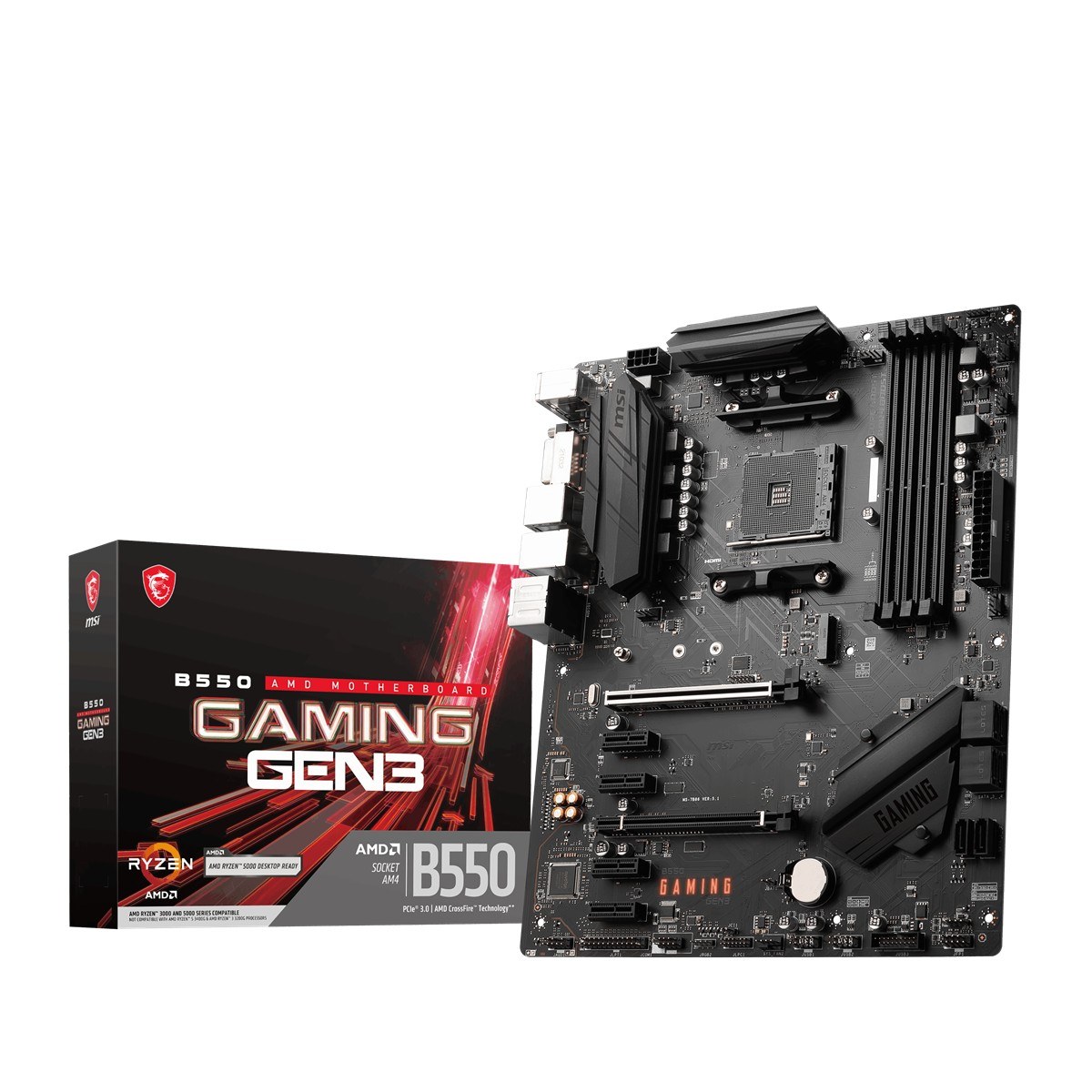 MSI MB B550 GAMING AM4 DDR4 4800(OC) HDMI DP 2x M.2 USB 10Gbps 1G LAN ATX