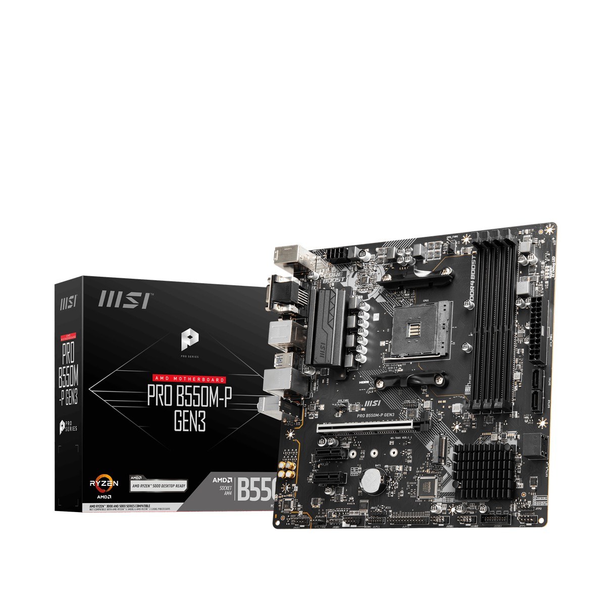 MSI MB PRO B550M-P AM4 DDR4 4400(OC) HDMI DP VGA 2xM.2 USB5Gbps mATX