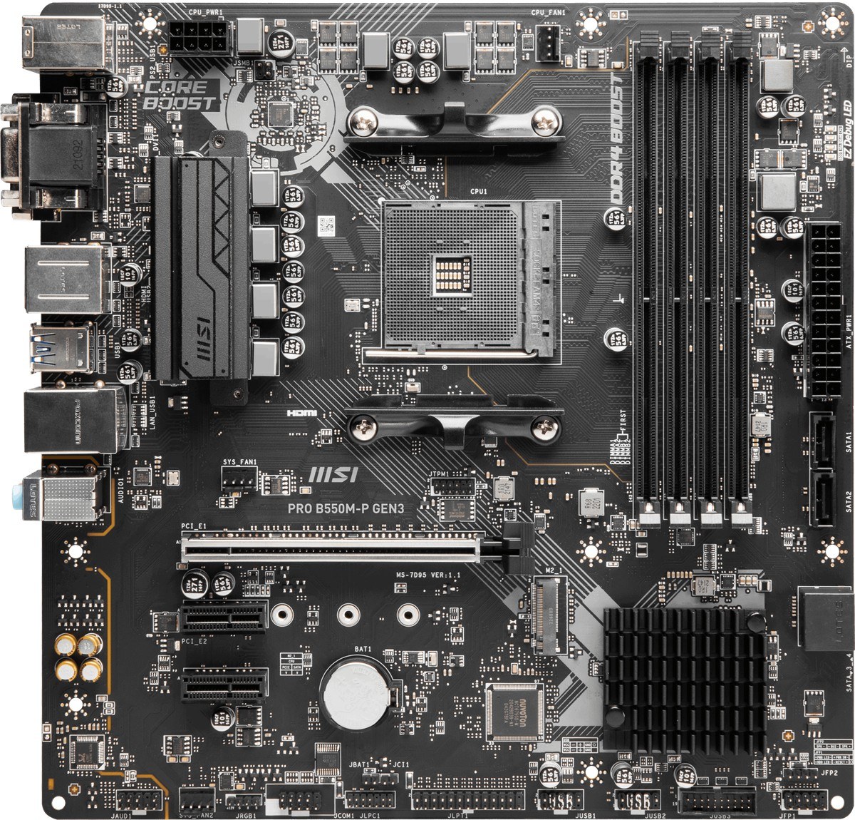 MSI MB PRO B550M-P AM4 DDR4 4400(OC) HDMI DP VGA 2xM.2 USB5Gbps mATX - 2