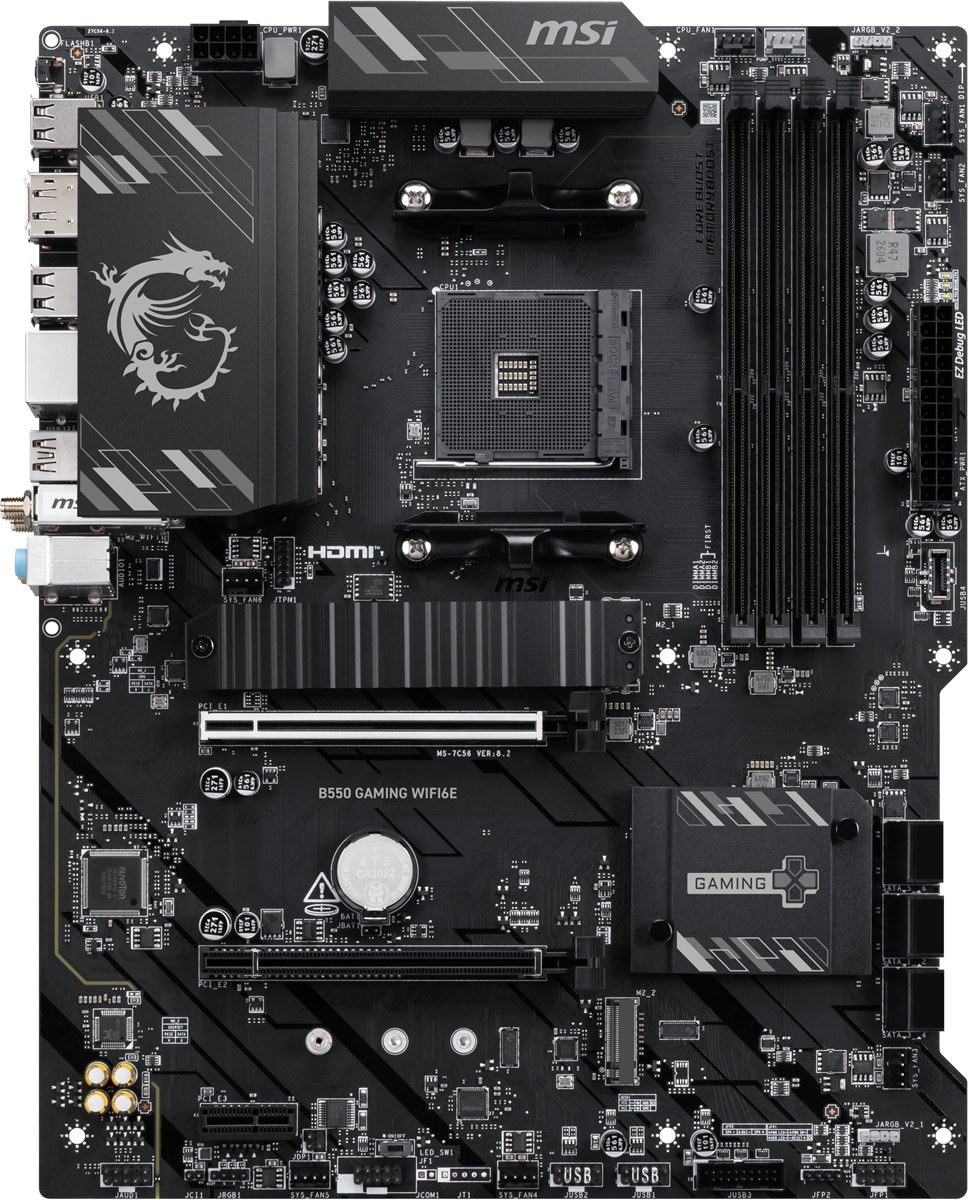 MSI MB B550 GAMING WIFI6E AM4 DDR4 4800(OC) HDMI DP 2x M.2 USB 10Gbps 1G LAN WIFI6E ATX - 3