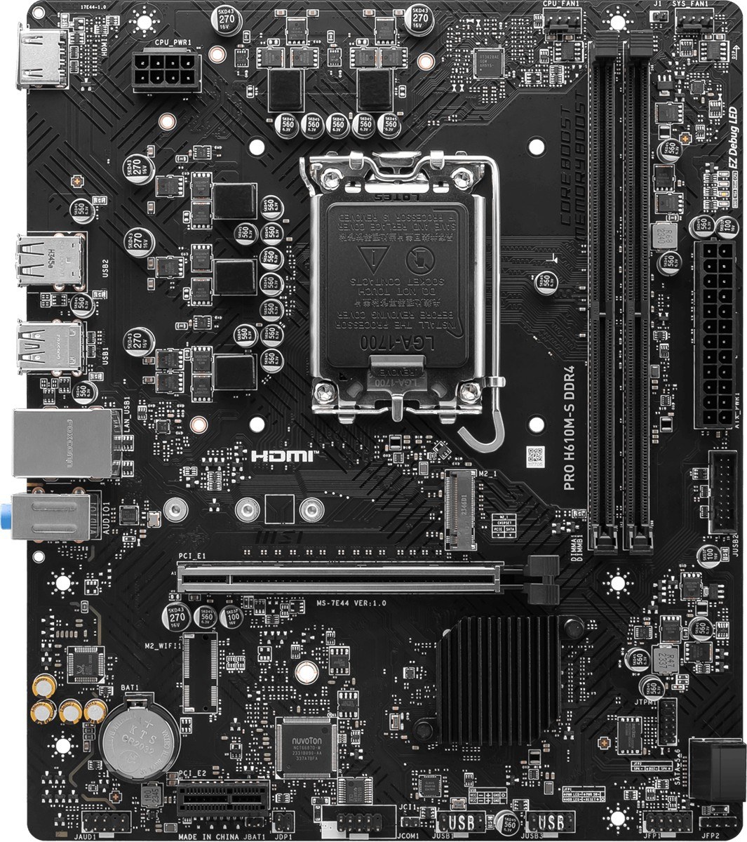 MSI PRO H610M-S DDR4 II SOKET 1700 DDR4 3200(OC) HDMI M.2 5Gbps 1x 1G LAN mATX - 2