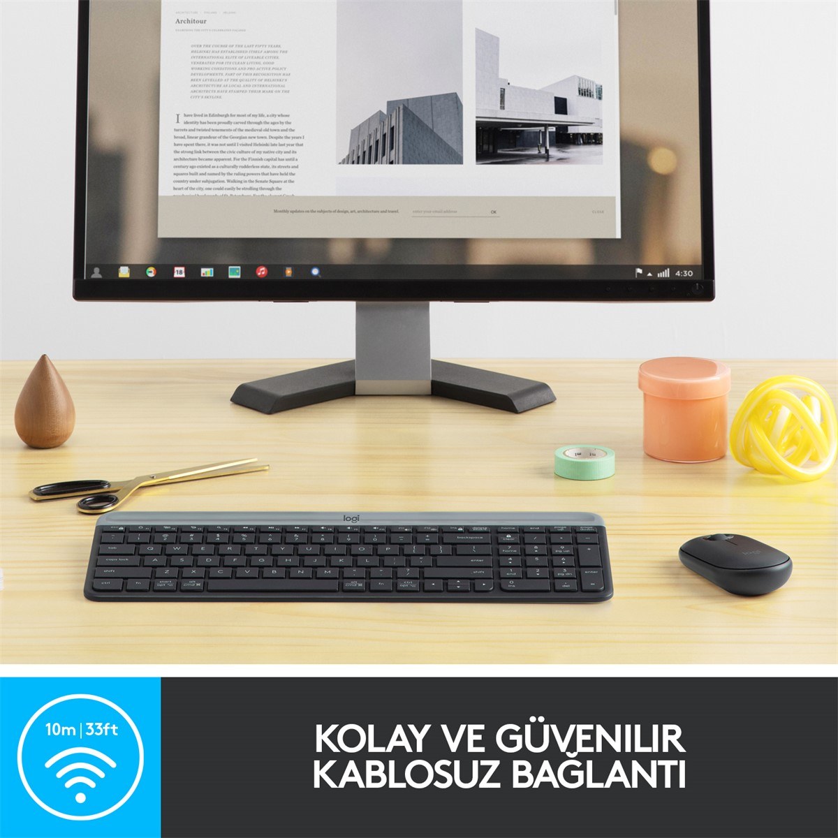 LOGITECH MK470 KABLOSUZ İNCE TÜRKÇE KLAVYE & MOUSE SETİ-SİYAH 920-009435 - 5