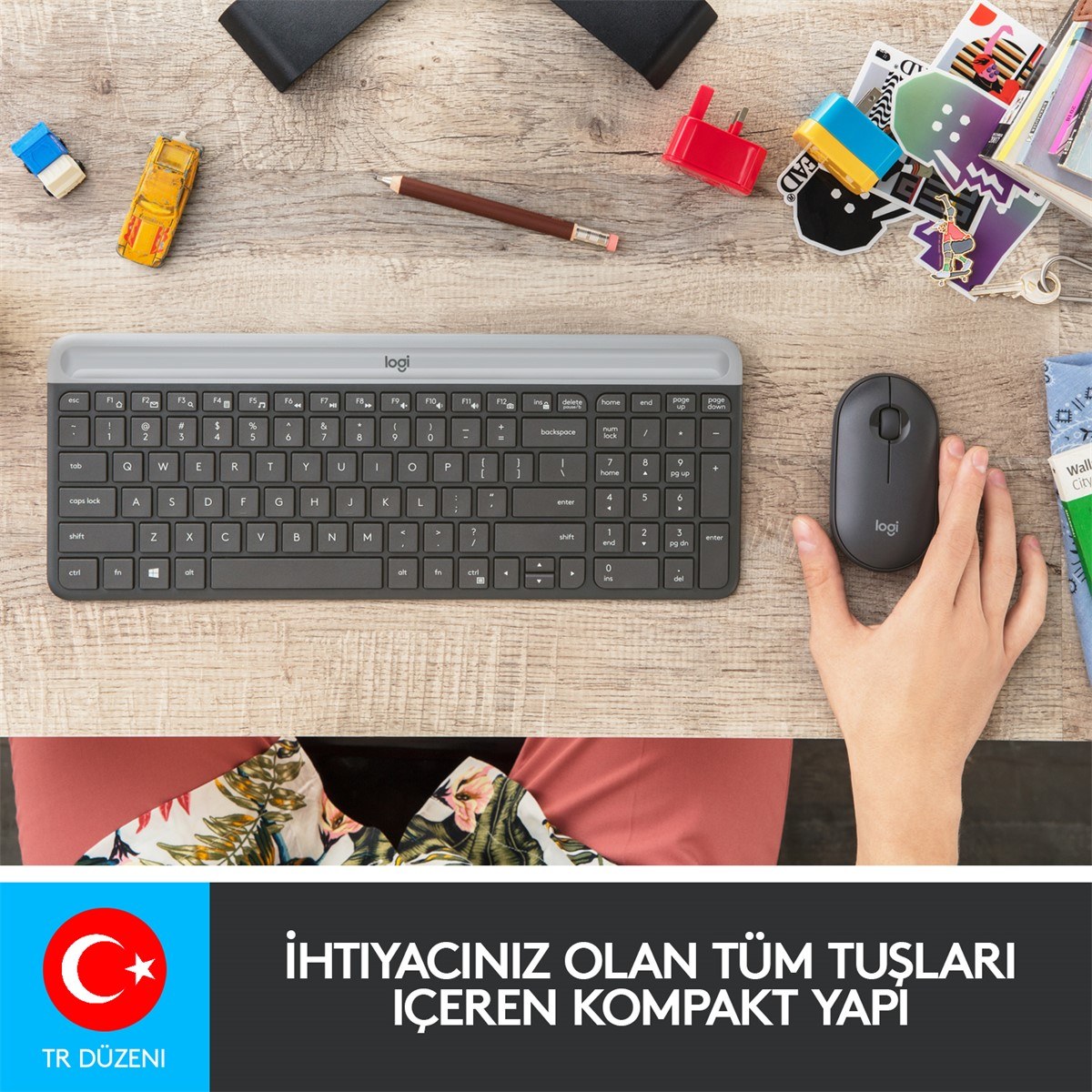 LOGITECH MK470 KABLOSUZ İNCE TÜRKÇE KLAVYE & MOUSE SETİ-SİYAH 920-009435 - 3
