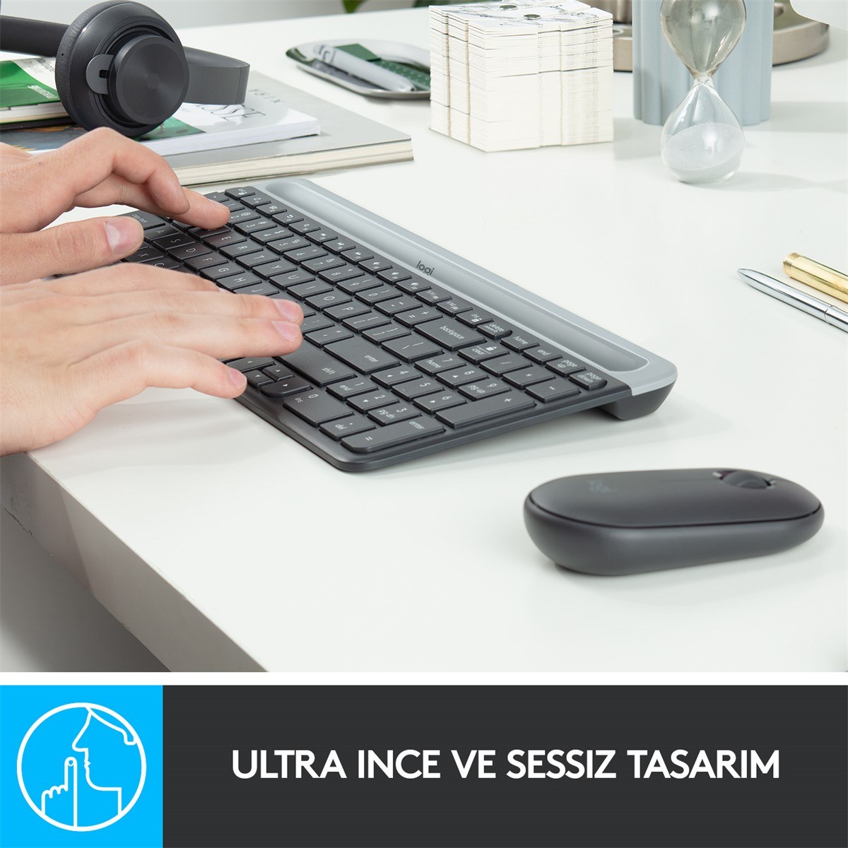 LOGITECH MK470 KABLOSUZ İNCE TÜRKÇE KLAVYE & MOUSE SETİ-SİYAH 920-009435 - 4
