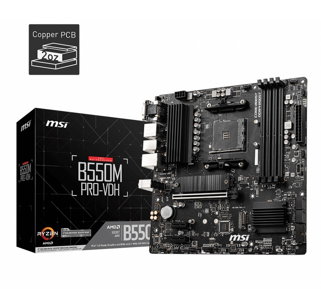 MSI MB B550M PRO-VDH AM4 DDR4 4400(OC) HDMI DP VGA M.2 USB3.2 MATX