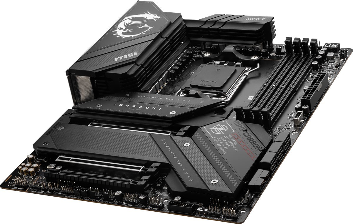 MSI MB MPG X670E CARBON WIFI AM5 DDR5 6600MHZ(OC) 4X M.2 USB 3.2 HDMI DP 2.5G LAN AMD WIFI 6E RGB ATX - 3