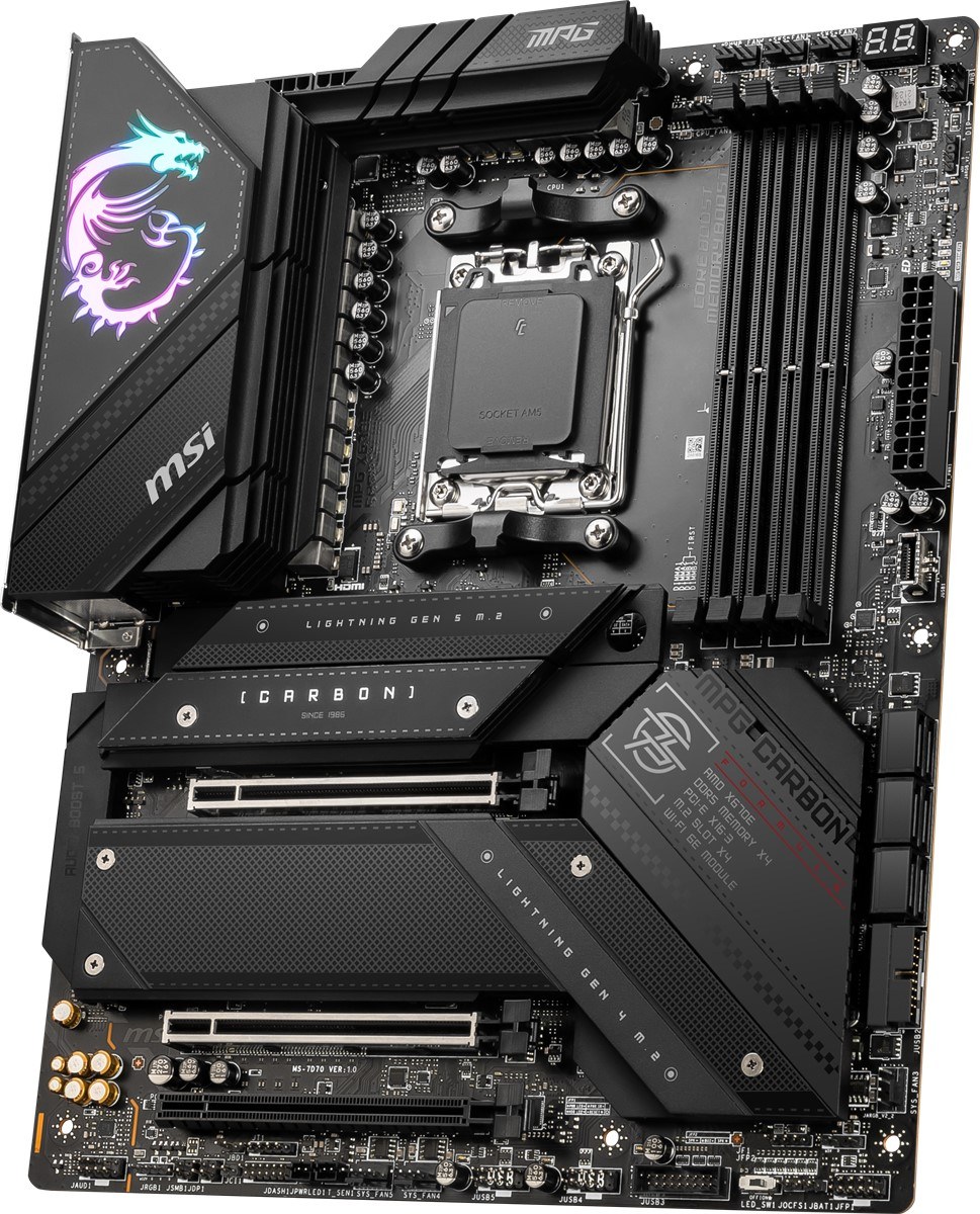 MSI MB MPG X670E CARBON WIFI AM5 DDR5 6600MHZ(OC) 4X M.2 USB 3.2 HDMI DP 2.5G LAN AMD WIFI 6E RGB ATX - 4