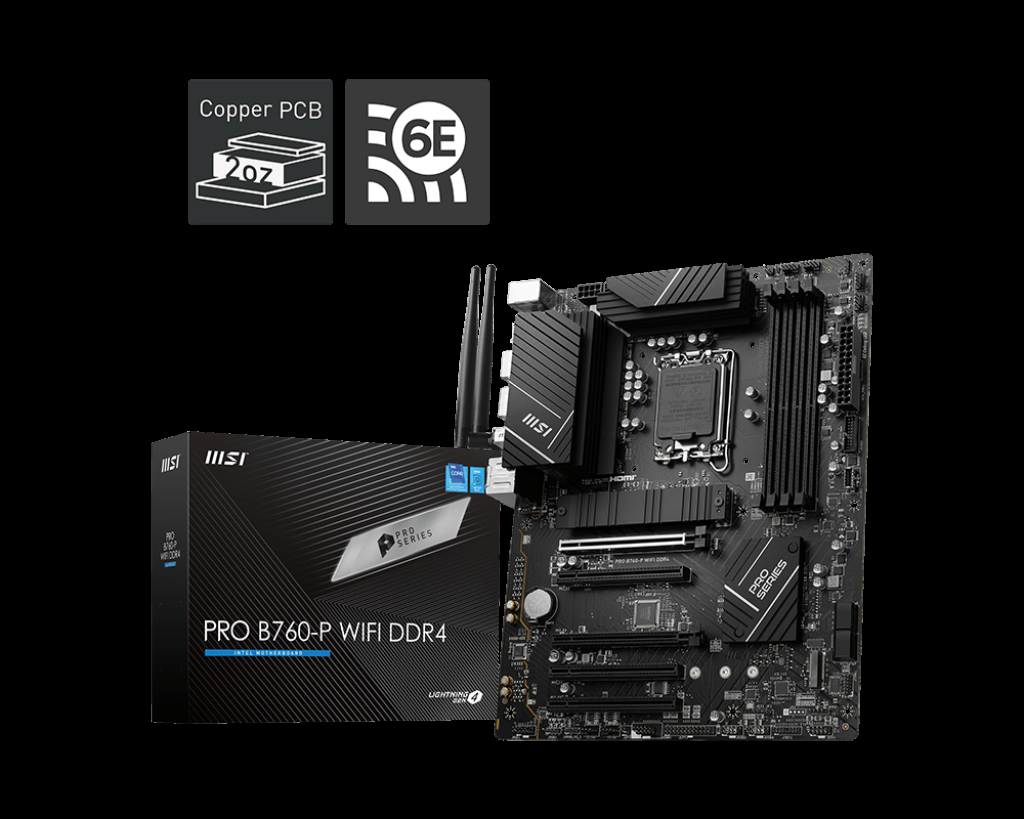 MSI MB PRO B760-P WIFI DDR4 SOKET 1700 DDR4 5333(OC) PCI-E ,M.2 USB3.2 HDMI,DP, 1X 2.5G LAN WI-FI 6E ATX