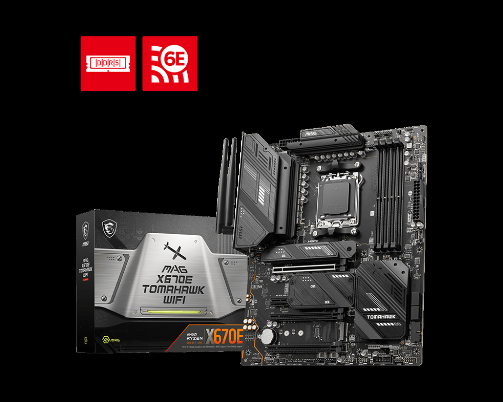 MSI MB MAG X670E TOMAHAWK WIFI AM5 DDR5 6600MHZ(OC) 7X M.2 USB 3.22X TYPE-C DİSPLAYPORT 2.5G LAN AMD WIFI 6E RGB ATX