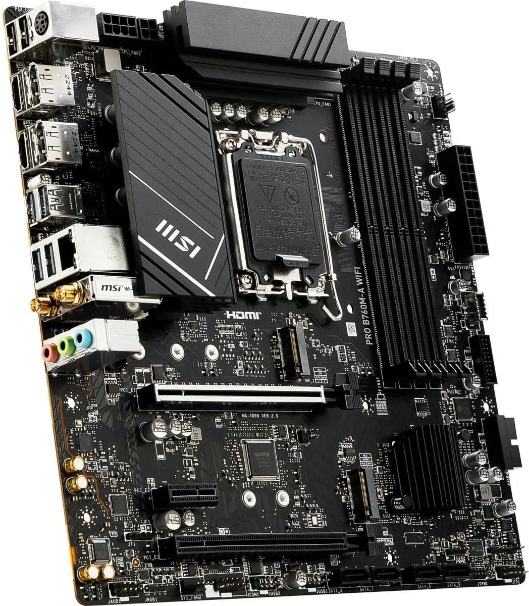 MSI PRO B760M-A WIFI SOKET 1700 DDR5 6800(OC) PCI-E M.2 USB3.2 HDMIDP 1X 2.5G LAN WI-FI 6E MATX - 5