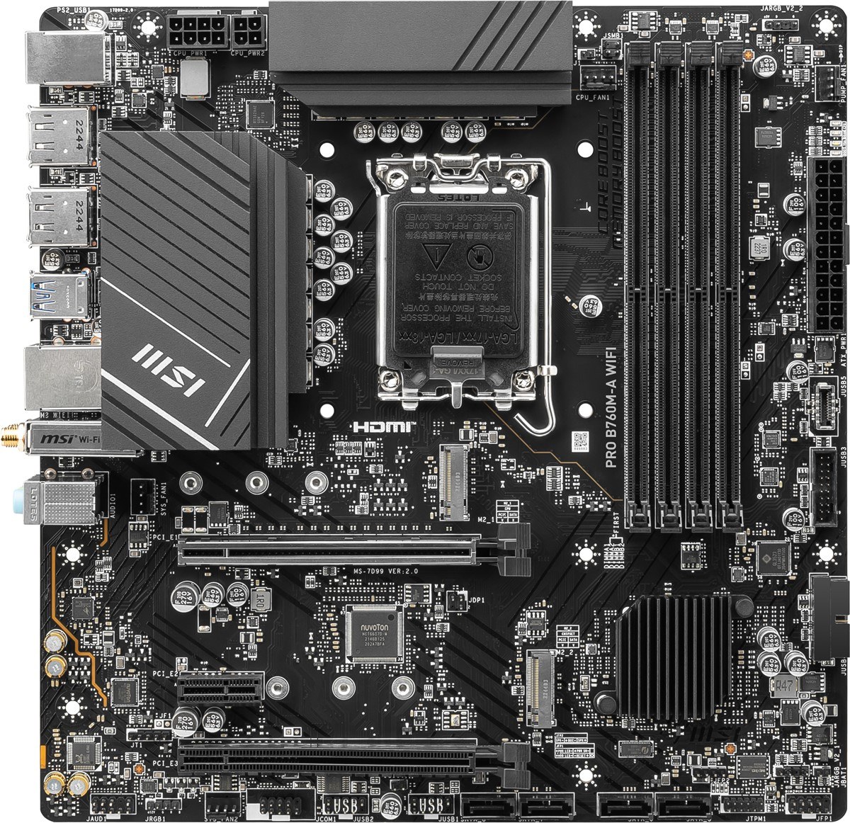 MSI PRO B760M-A WIFI SOKET 1700 DDR5 6800(OC) PCI-E M.2 USB3.2 HDMIDP 1X 2.5G LAN WI-FI 6E MATX - 2