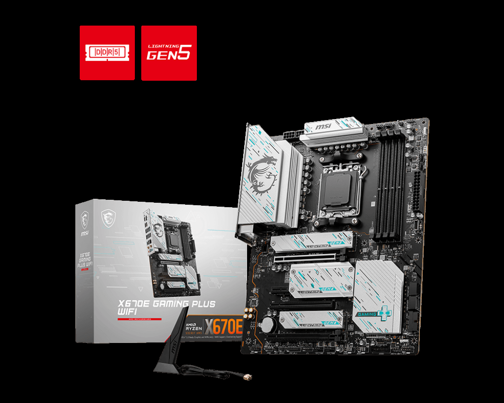 MSI MB X670E GAMING PLUS WIFI AM5 DDR5 7800MHZ(OC) 4X M.2 USB 3.2 HDMI DP 2.5G LAN AMD WIFI 6E ATX - 5