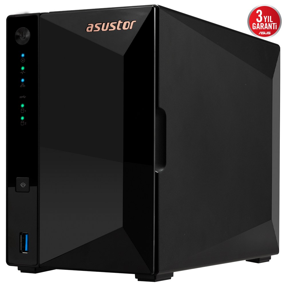 ASUSTOR AS3302T V2 REALTEK RTD1619B 2 YUVALI 4X22TB DESTEĞİ 2GB DDR4 2.5GbE x1 USB 3.2 x3 - 3