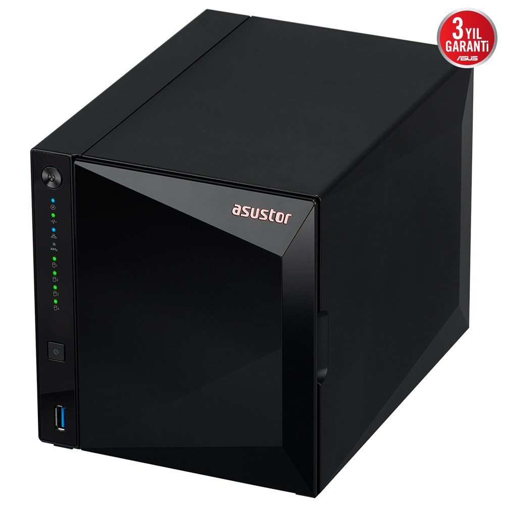 ASUSTOR AS3304T V2 REALTEK RTD1619B 4 YUVALI 4X22TB DESTEĞİ 2GB DDR4 2.5GbE x1 USB 3.2 x3 - 5