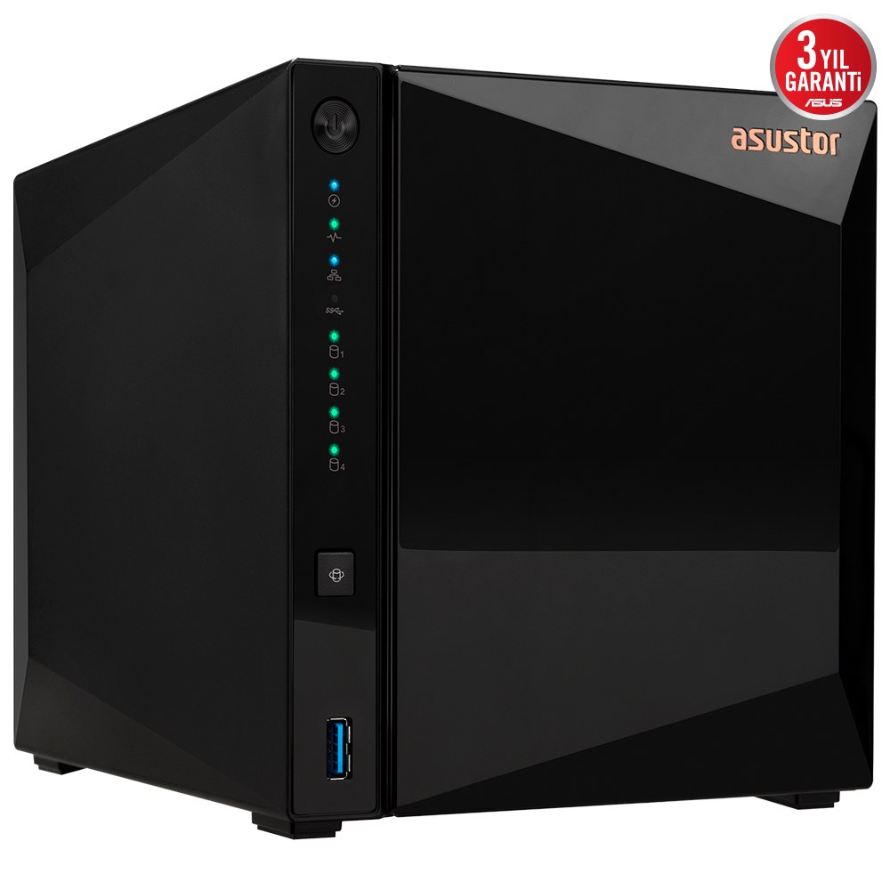 ASUSTOR AS3304T V2 REALTEK RTD1619B 4 YUVALI 4X22TB DESTEĞİ 2GB DDR4 2.5GbE x1 USB 3.2 x3 - 6
