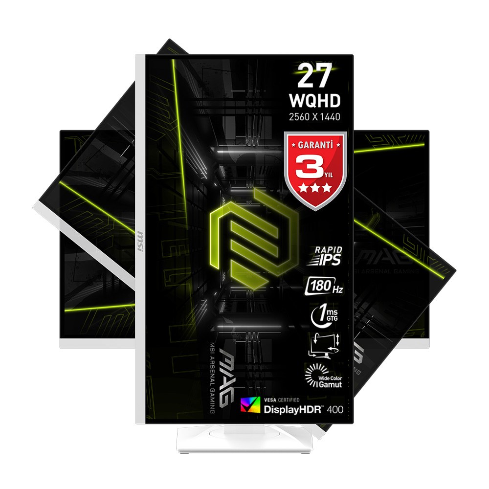 MSI 27 MAG 274QRFW 2560x1440 (WQHD) 16:9 FLAT RAPID IPS 180HZ 1MS FREESYNC PIVOT BEYAZ GAMING MONITOR - 2