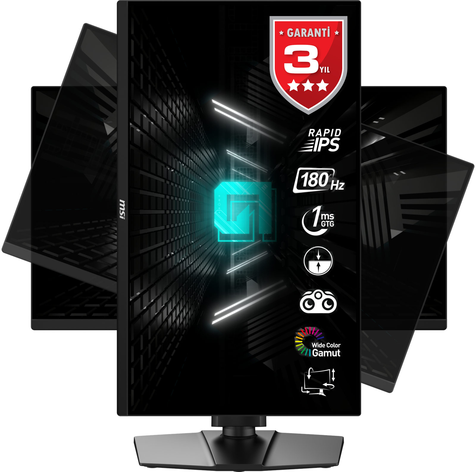 MSI 24.5 G255PF E2 1920x1080 (FHD) 16:9 FLAT RAPID IPS 180HZ 1MS ADAPTIVE-SYNC PIVOT GAMING MONITOR