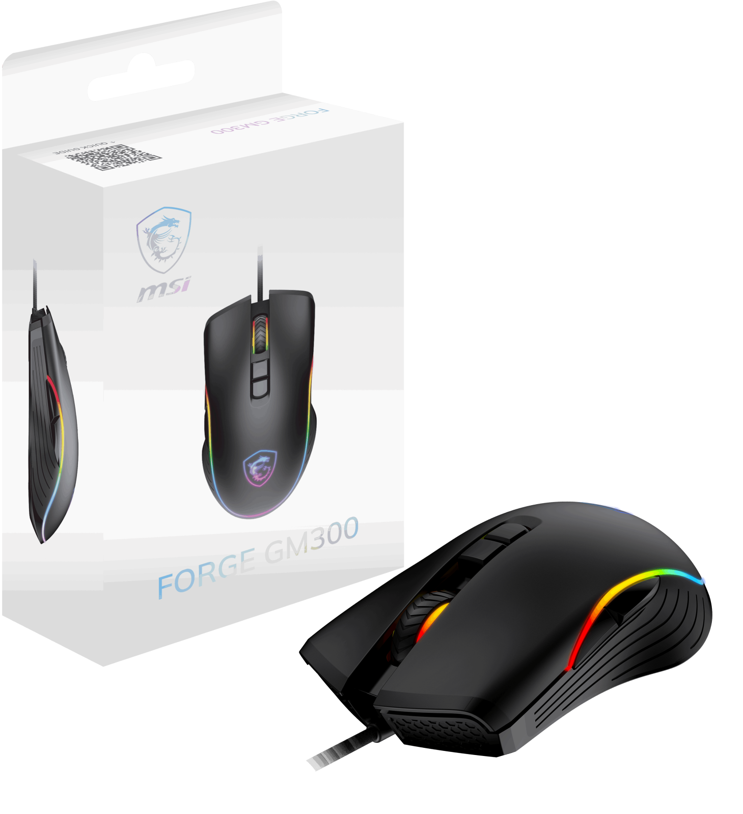 MSI GG FORGE GM300 GAMING MOUSE MAX 7200 DPI 118GR 1,5m KABLO OPTIK SENSOR MICRO SWITCH RGB LED OYUNCU FARESI
