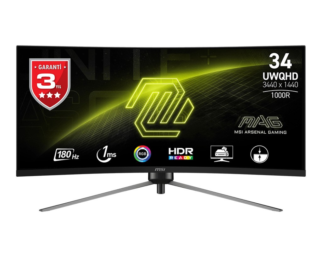 MSI 34 MAG 345CQR 3440x1440 (UWQHD) 21:9 CURVE 1000R VA 180HZ 1MS FREESYNC PREMIUM GAMING MONITOR - 2